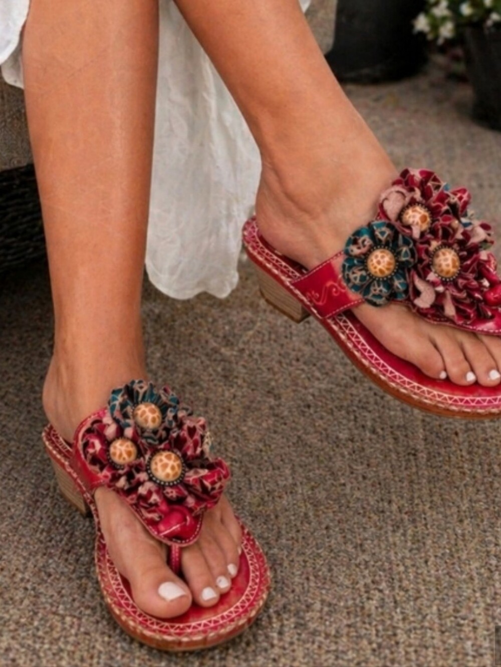 Woman's Elite by Corky’s Multi-Colored Wedge Thong Sandals